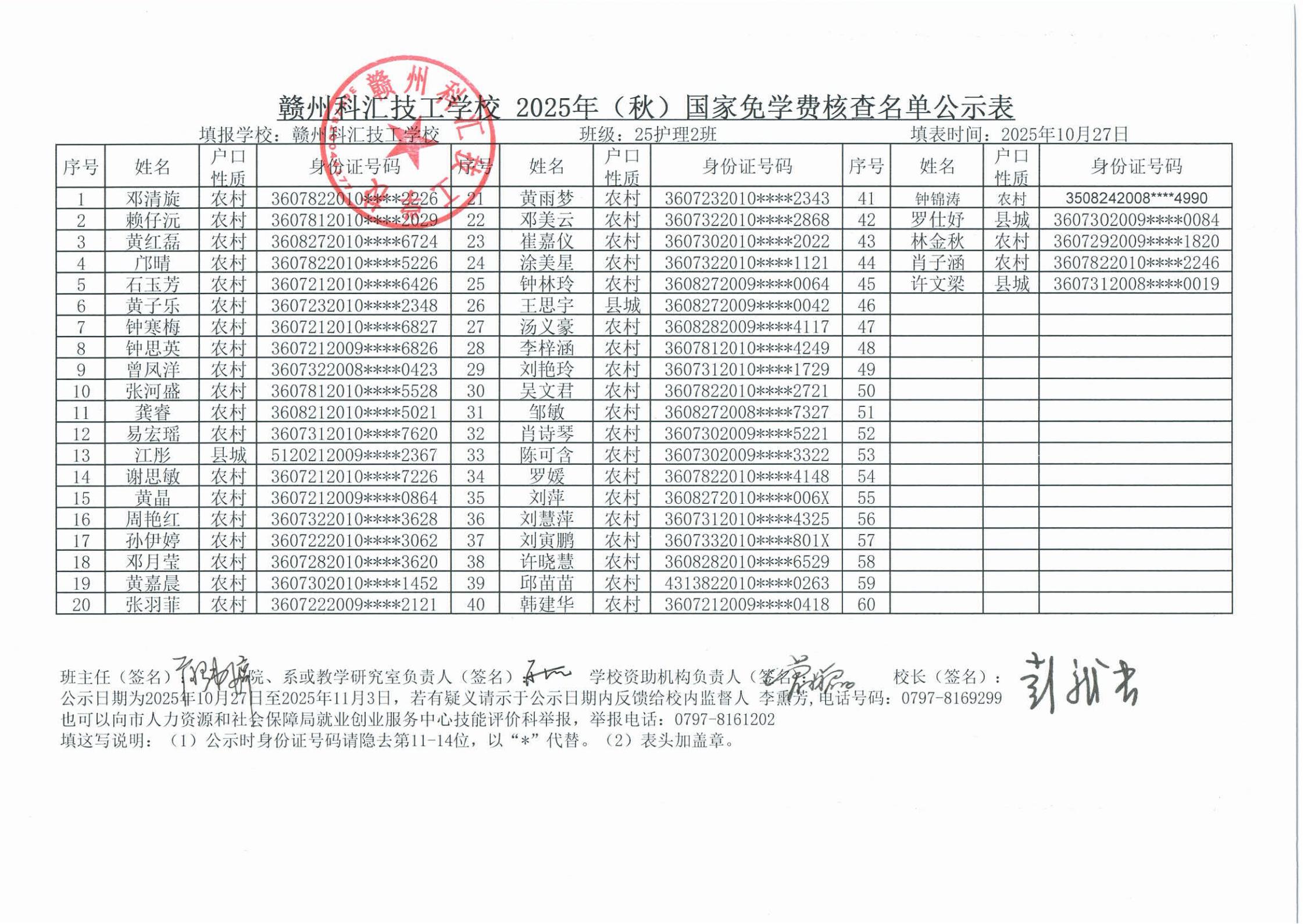 贛州科匯技工學校2025年（秋）國家免學費核查名單公示表_02.jpg